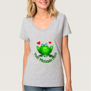 T-shirt Ajouter votre propre message Cute Green Frog w Hea
