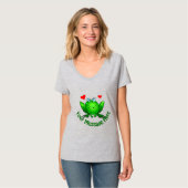 T-shirt Ajouter votre propre message Cute Green Frog w Hea (Devant entier)
