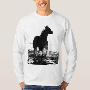 T-shirt Ajouter Votre Texte Runse Horse Mens Basic Long Sl