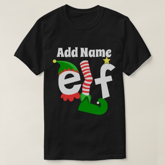 T-shirt Ajoutez le nom Noël d'Elf - customisé (Design devant)