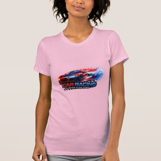 T-shirt ajusté de voiture de course pour femmes – (Devant)
