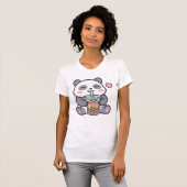 T-shirt ajusté pour femme avec Panda Mignon au Bub (Devant entier)