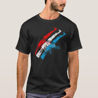 T-shirt AK 47, rouge, blanc et bleu