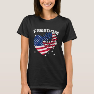 T-shirt Akita Dog Sunflower Heart American Flag Freedom