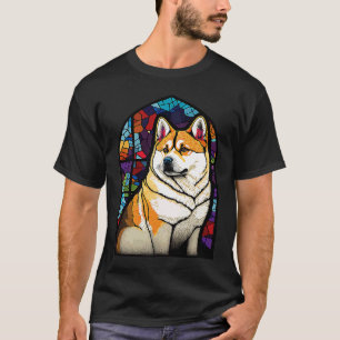 T-shirt Akita Inu Coloré Vitrail Pop