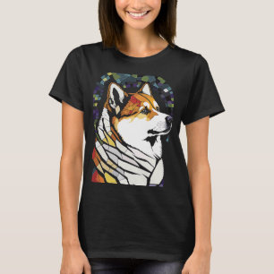T-shirt Akita Inu Coloré Vitrail Pop 1