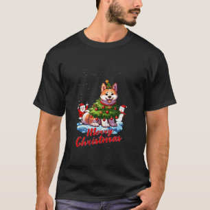 T-shirt Akita Inu Joyeux sapin de Noël Lumières Chien X Ma