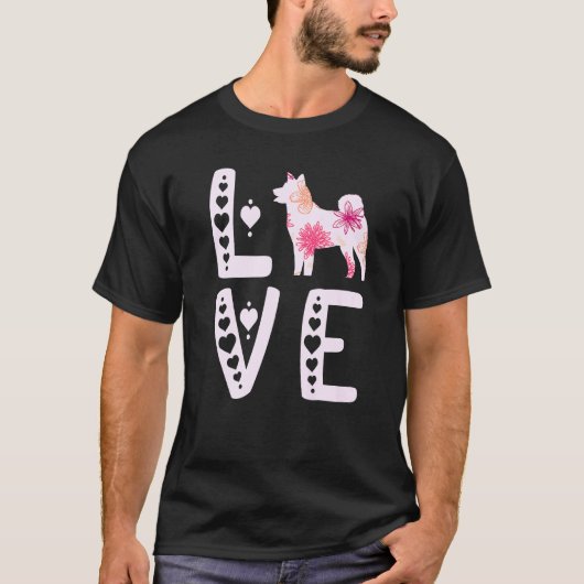 T-shirt Akita Love Heart Shiba Inu Akita Chien Akita Inu P (Devant)