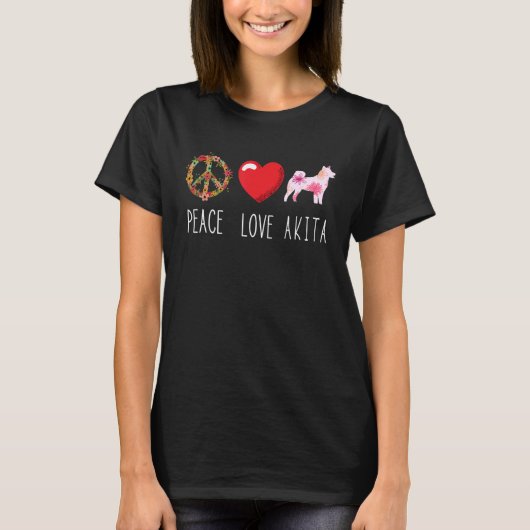 T-shirt Akita Love Paix Akita Shiba Inu Akita Chien Akita (Devant)