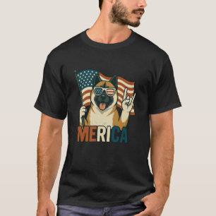 T-shirt Akita Merica Drapeau Américain Patriotique 4 Juill