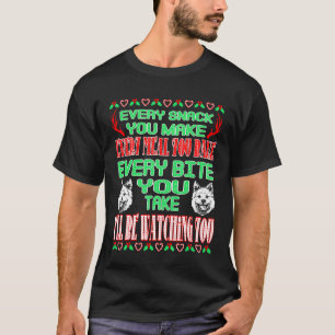 T-shirt Akita Regarde Chaque Bite Que Tu Prends Noël