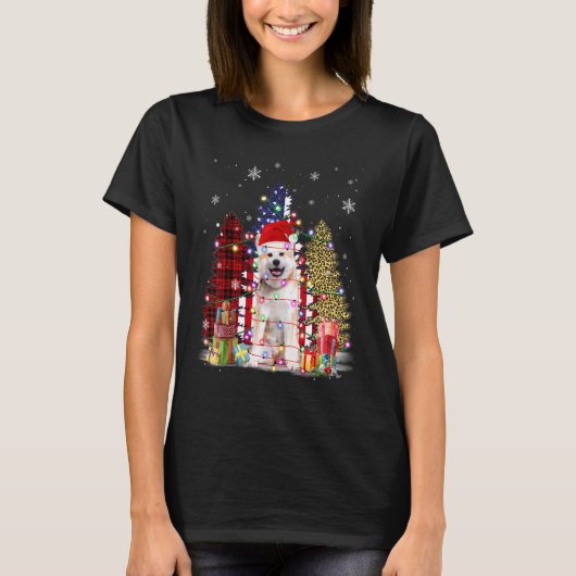 T-shirt Akita Santa Hat Lampe Buffalo Plaid Leopard Xmas S (Devant)