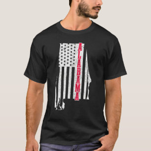 T-shirt Alabama American Flag State Map Fierté Patriotique