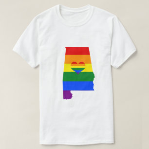 T-shirt Alabama Gay pride Arc en ciel Drapeau Coeur GLBTQ 