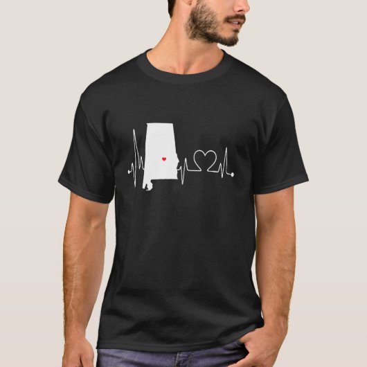 T-shirt Alabama Heartbeat Home State Ekg Pulse 1 (Devant)