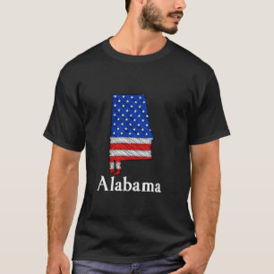 T-shirt Alabama State Map Patriotique USA Drapeau Yellowha