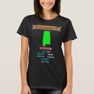 T-shirt Alabama State Video Games 8 bits Pixel 80s Retro U