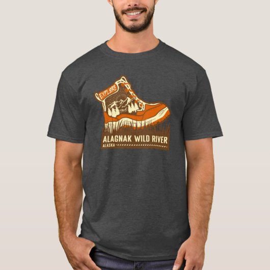T-shirt Alagnak Wild River Alaska Brown And Orange Hiking  (Devant)