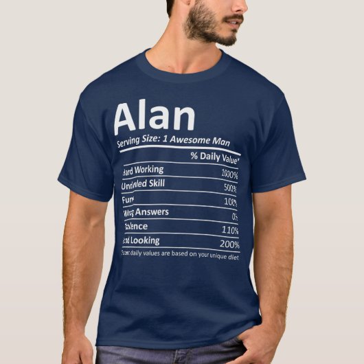T-shirt ALAN Nutrition Funny Anniversaire Nom personnalisé (Devant)