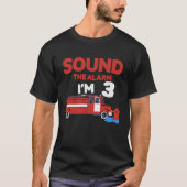 T-shirt Alarme sonore I'm 3 Children 3 Birthday Fire Truck (Devant)