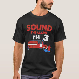 T-shirt Alarme sonore I'm 3 Children 3 Birthday Fire Truck