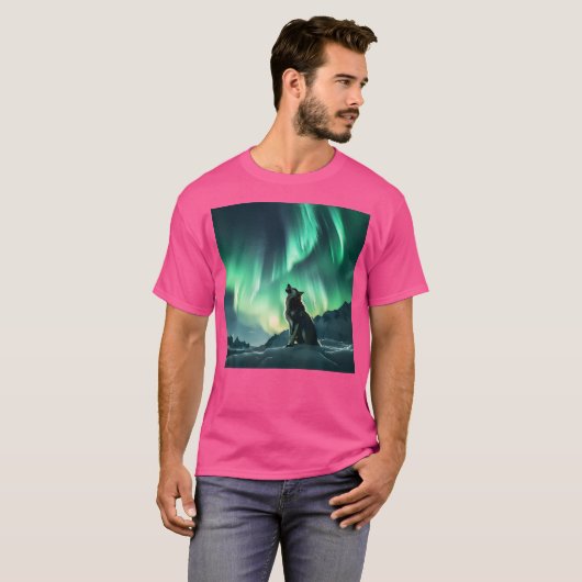 T-shirt Alaska Aurora Borealis Howling Wolf Photos esthéti (Devant entier)