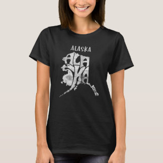 T-shirt Alaska conçu comme carte de l'Alaska en forme libr
