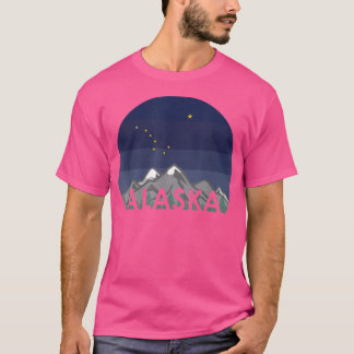 T-shirt Alaska Cruise Mountains with Alaska Flag Stars Nig