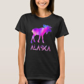 T-shirt Alaska Day Moose Aurora Borealis At Night   (Devant)