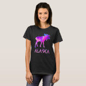 T-shirt Alaska Day Moose Aurora Borealis At Night   (Devant entier)