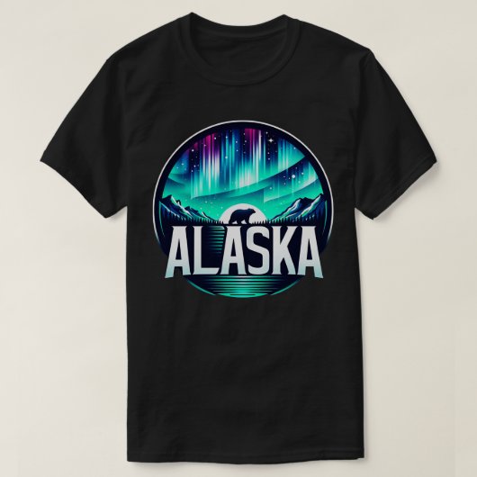 T-shirt Alaska Lumières du nord Affichage Vacances 2 (Design devant)