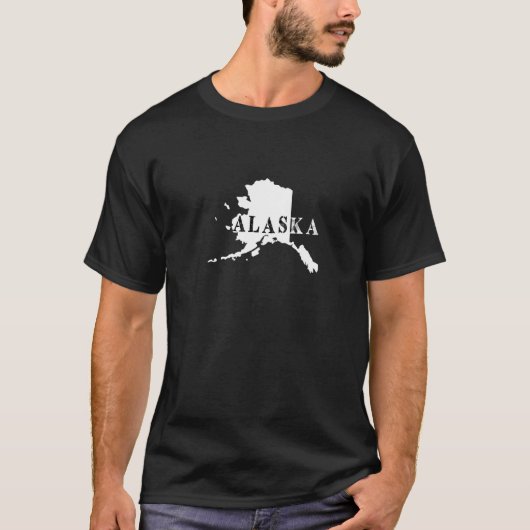 T-shirt Alaska Map Pays Dans La Neige Noth Wild (Devant)