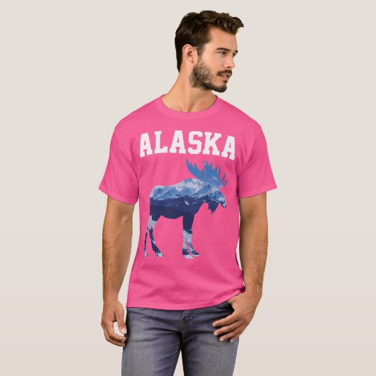 T-shirt Alaska Pure Nature Mountains Alaskan Moose Don (Devant entier)