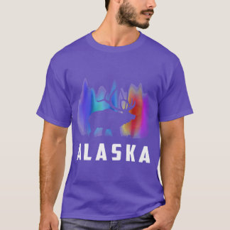 T-shirt Alaska Reindeer Moose Polar Lights Winterfeeling G