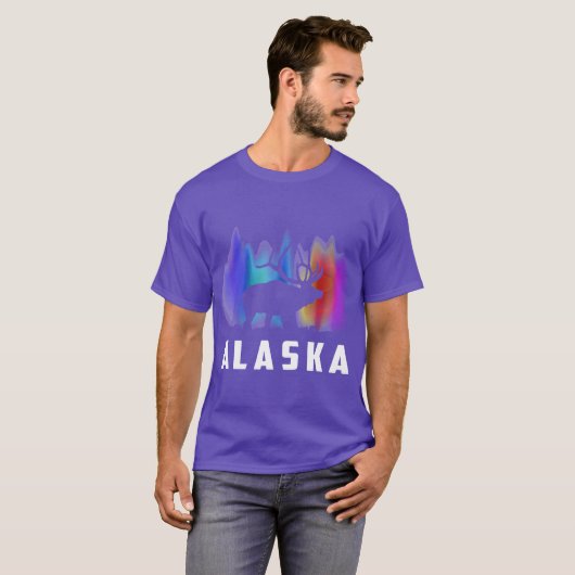 T-shirt Alaska Reindeer Moose Polar Lights Winterfeeling G (Devant entier)