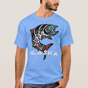 T-shirt Alaska Saumon Fishing Native American Indigenous T