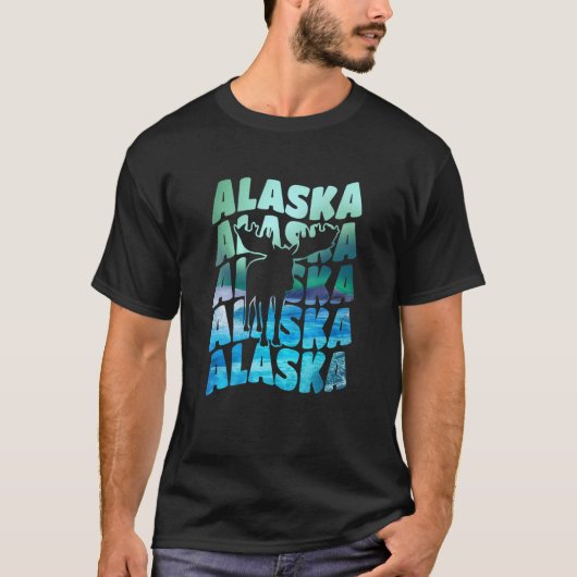 T-shirt Alaska Souvenir Aurora Borealis Northern Lights Sn (Devant)