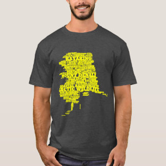T-shirt Alaska Typography Art Yellow and Navy Blue Oversiz