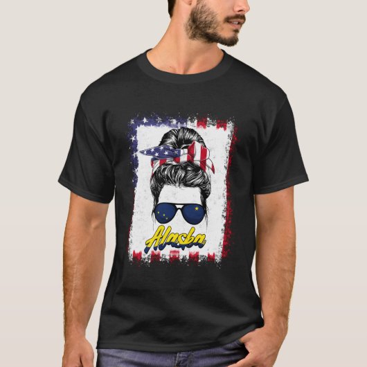 T-shirt Alaska US Drapeau États-Unis Américain Pour (Devant)