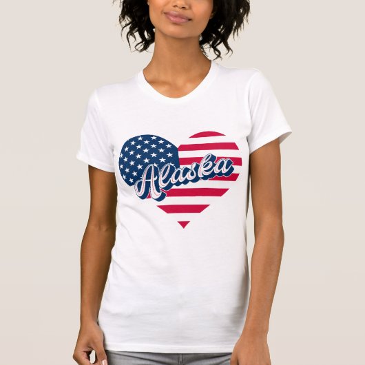 T-shirt Alaska USA Heart Flag – Patriotic Alaska Design (Devant)