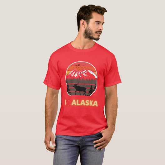 T-shirt Alaska Usa I Love Alaska Mountains Neon Retro Suns (Devant entier)