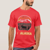 T-shirt Alaska Usa I Love Alaska Mountains Neon Retro Suns (Devant)