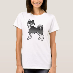 T-shirt Alaskan Klee Kai noir et blanc Chien de dessin ani