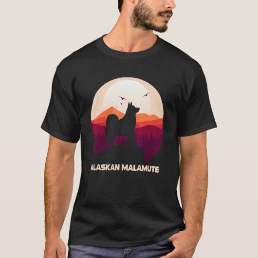 T-shirt Alaskan Malamute Moon and Halloween 1 (Devant)