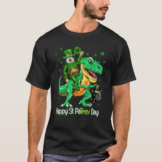 T-shirt Alaskan Malamute Riding Dinosaur Patricks Day Sham (Devant)