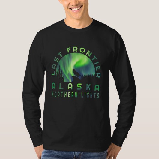 T-shirt Alaskan Northern Lights with Wolf (Devant)
