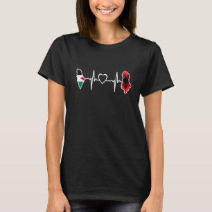 T-shirt Albanie Palestine Heartbeat Albanais Palestinien F