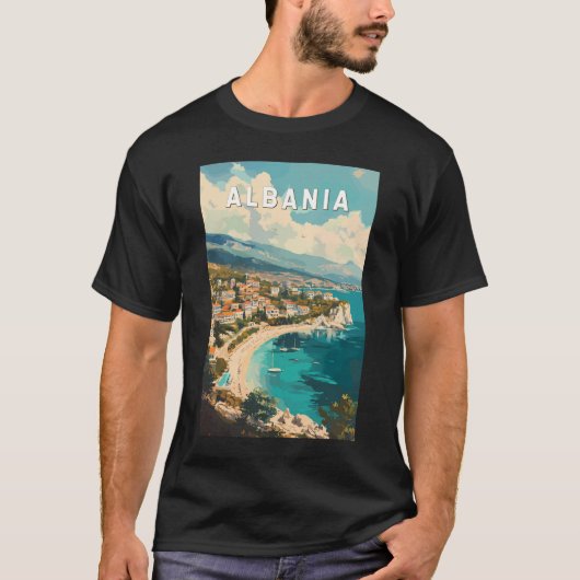 T-shirt Albanie Travel Art Vintage (Devant)
