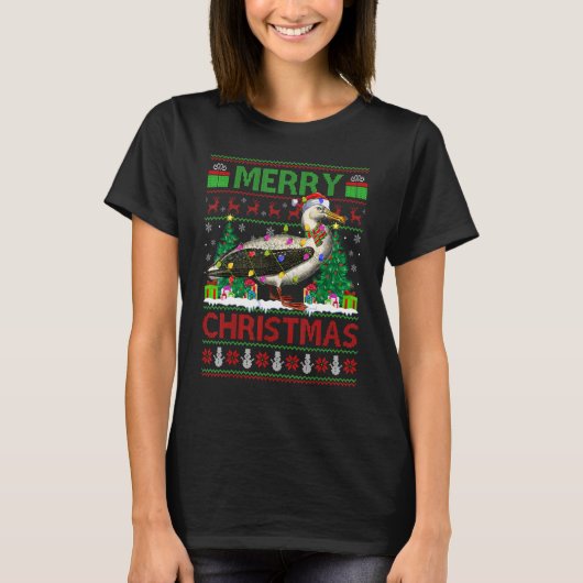 T-shirt Albatross Bird Xmas Lights Ugly Albatross Christ (Devant)