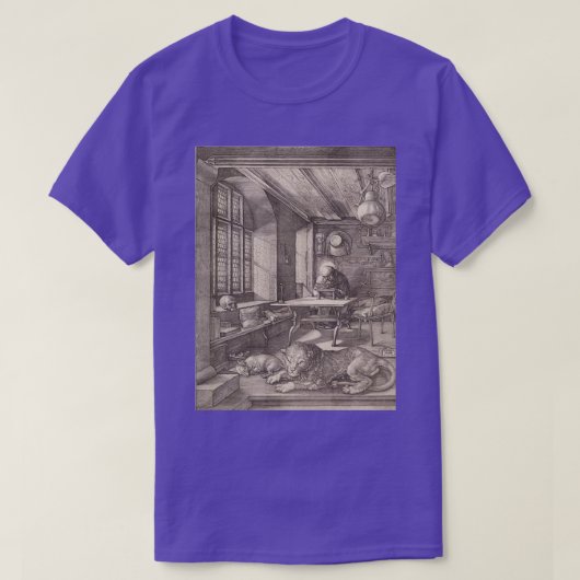 T-shirt Albert durer Saint-Jerome à His Study 1514 Lion (Design devant)
